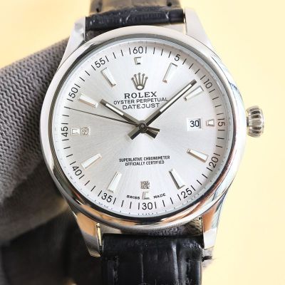 Knock Off Rolexes Best Edition with 8215 Movement White Cowhide Black Watch Strap 40mm Watch